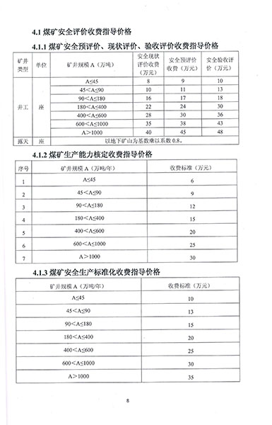 煤矿安全评价技术服务收费标准(图1)